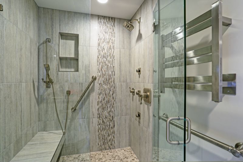 Open Shower with Stone Wall